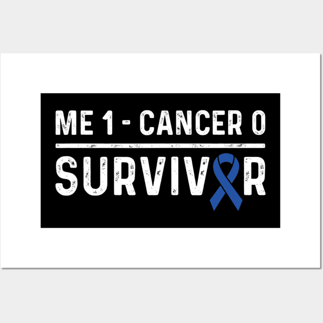 Colorectal Cancer Awareness Products Blue Ribbon Survivor Wall Art by hony.white